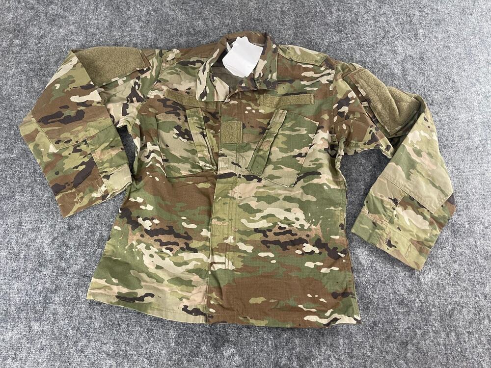 US Army Combat Jacket Mens Small Short Green Camouflage Coat Military A14